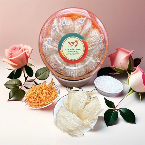 Yến sào: Yến rút lông khô nguyên tổ (100g: tặng kèm 10g ĐTHT, đường phèn)